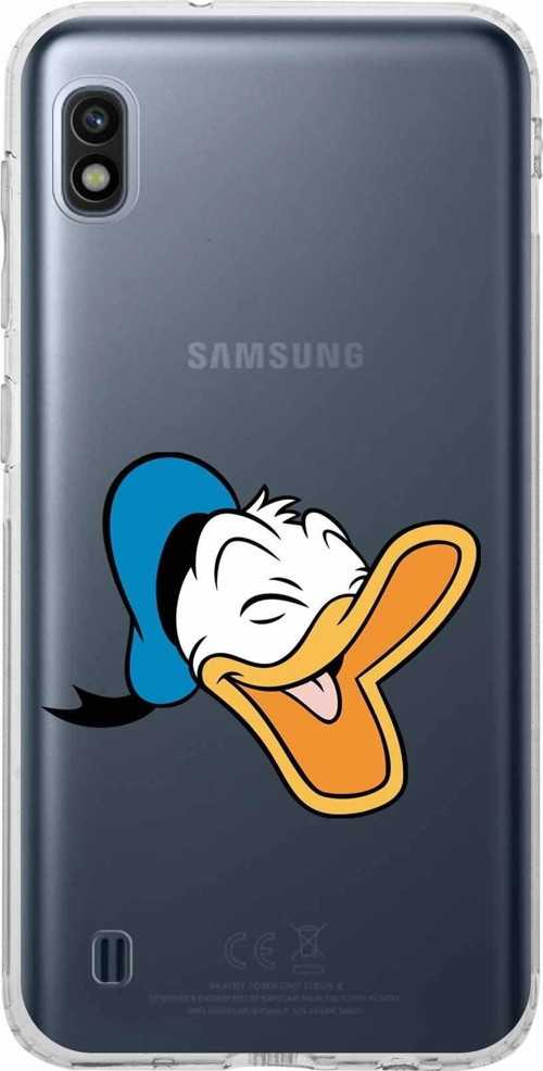 Samsung Galaxy A10 Kamera Korumalı Kapak Donald Duck Tasarımlı Şeffaf Kılıf