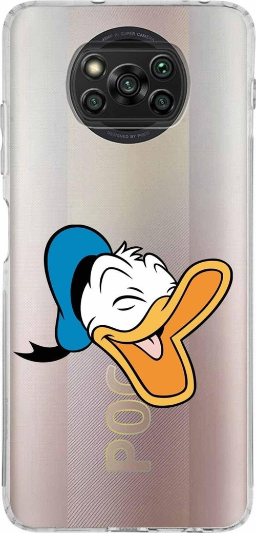 Xiaomi Poco X3 Pro Kamera Korumalı Kapak Donald Duck Tasarımlı Şeffaf Kılıf