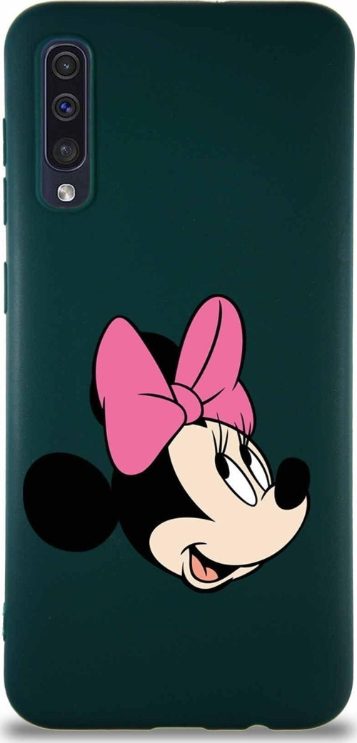 Samsung Galaxy A50 Soft Premier Kapak Minnie Mouse-A Tasarımlı Silikon Kılıf - Yeşil