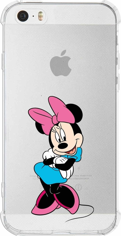 Iphone 5 Uyumlu Köşe Korumalı Antişok Kapak Minnie Mouse Tasarımlı Şeffaf Kılıf