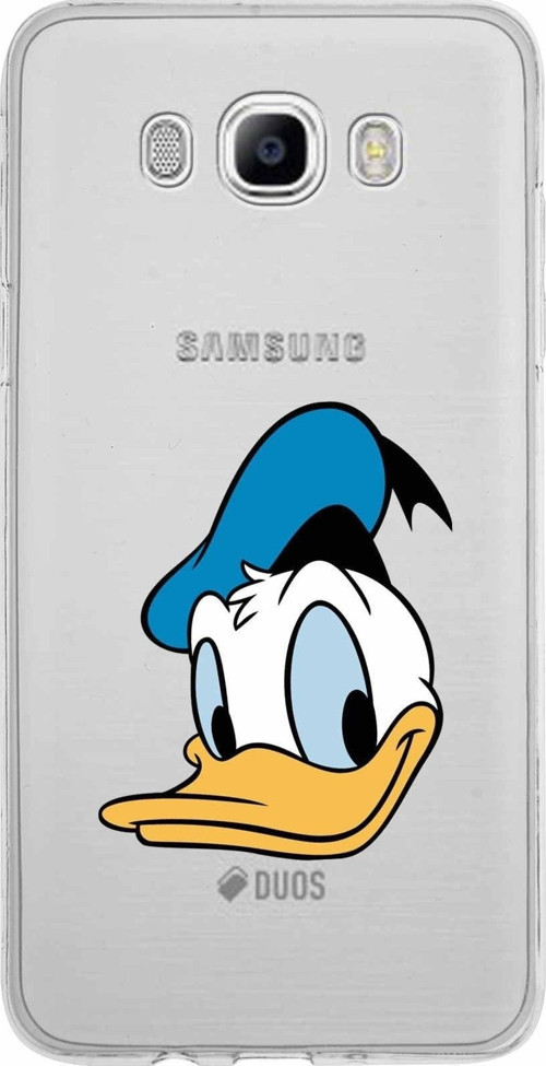Samsung Galaxy J7 2016 Kapak Donald Duck Tasarımlı Şeffaf Silikon Kılıf