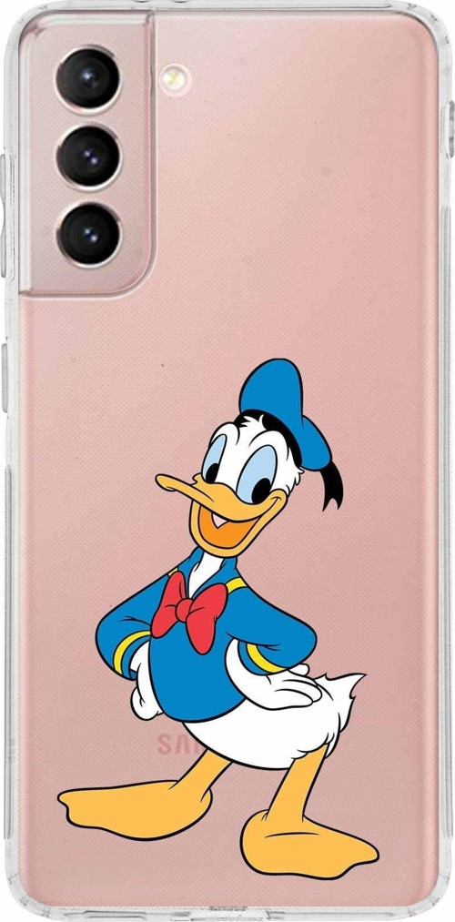Samsung Galaxy S21 Kamera Korumalı Kapak Donald Duck Tasarımlı Şeffaf Kılıf