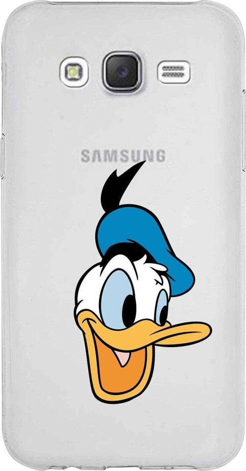 Samsung Galaxy J5 Kapak Donald Duck Tasarımlı Şeffaf Silikon Kılıf
