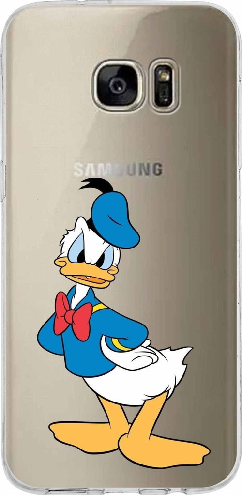 Samsung Galaxy S7 Edge Kapak Donald Duck Tasarımlı Şeffaf Silikon Kılıf