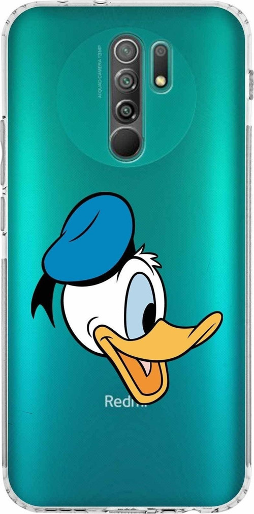 Xiaomi Redmi 9 Kamera Korumalı Kapak Donald Duck Tasarımlı Şeffaf Kılıf