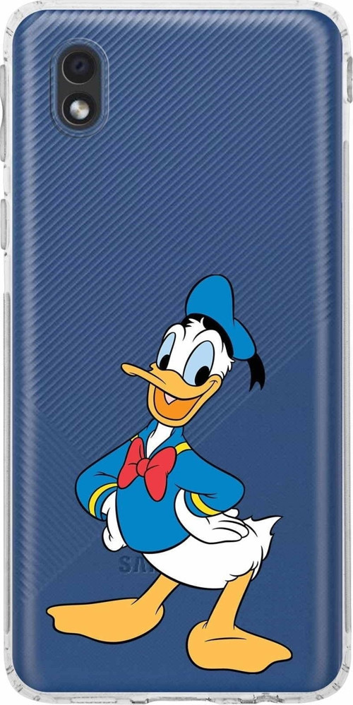 Samsung Galaxy A01 Core Kamera Korumalı Kapak Donald Duck Tasarımlı Şeffaf Kılıf
