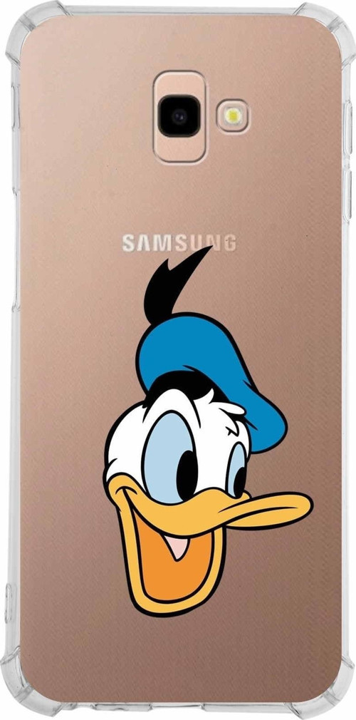 Samsung Galaxy J4 Plus Köşe Korumalı Antişok Kapak Donald Duck Tasarımlı Şeffaf Kılıf