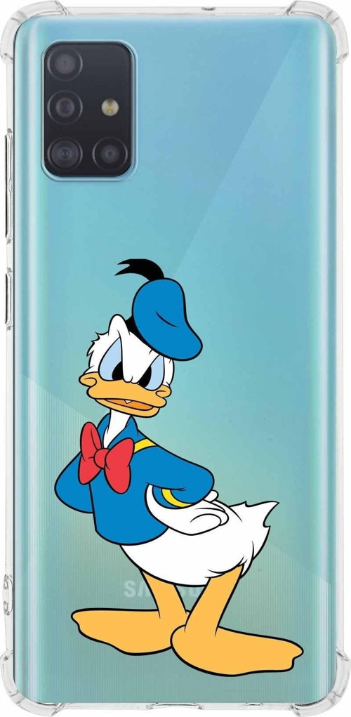 Samsung Galaxy A51 Köşe Korumalı Antişok Kapak Donald Duck Tasarımlı Şeffaf Kılıf