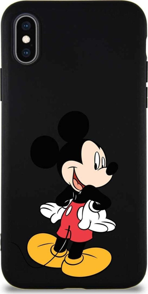 Printify Iphone X Soft Uyumlu Premier Kapak Mickey Mouse-D Tasarımlı Silikon Kılıf - Siyah