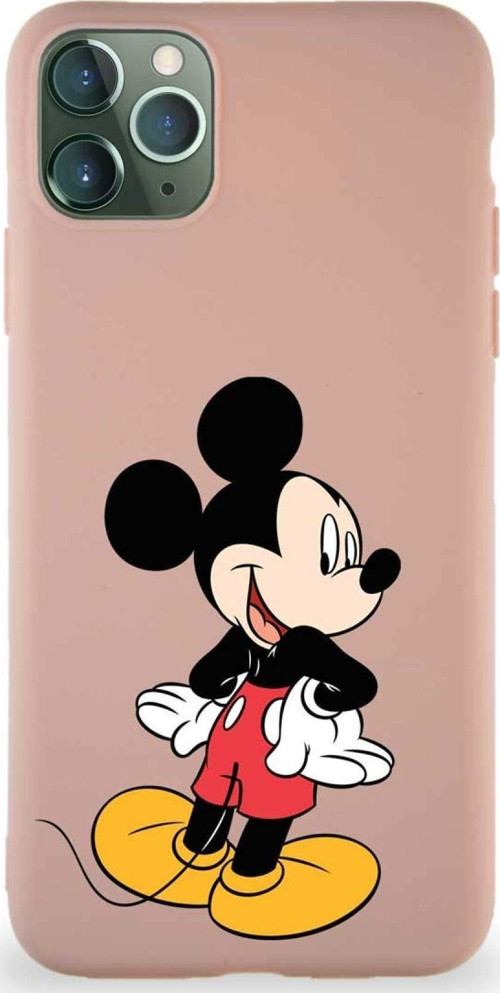 Iphone 11 Pro Max Uyumlu Soft Premier Kapak Mickey Mouse-D Tasarımlı Silikon Kılıf - Pudra