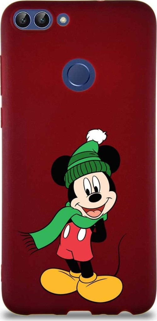 Huawei P Smart Soft Premier Kapak Mickey Mouse-G Tasarımlı Silikon Kılıf - Mürdüm