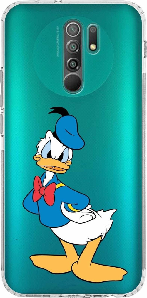 Xiaomi Redmi 9 Kamera Korumalı Kapak Donald Duck Tasarımlı Şeffaf Kılıf