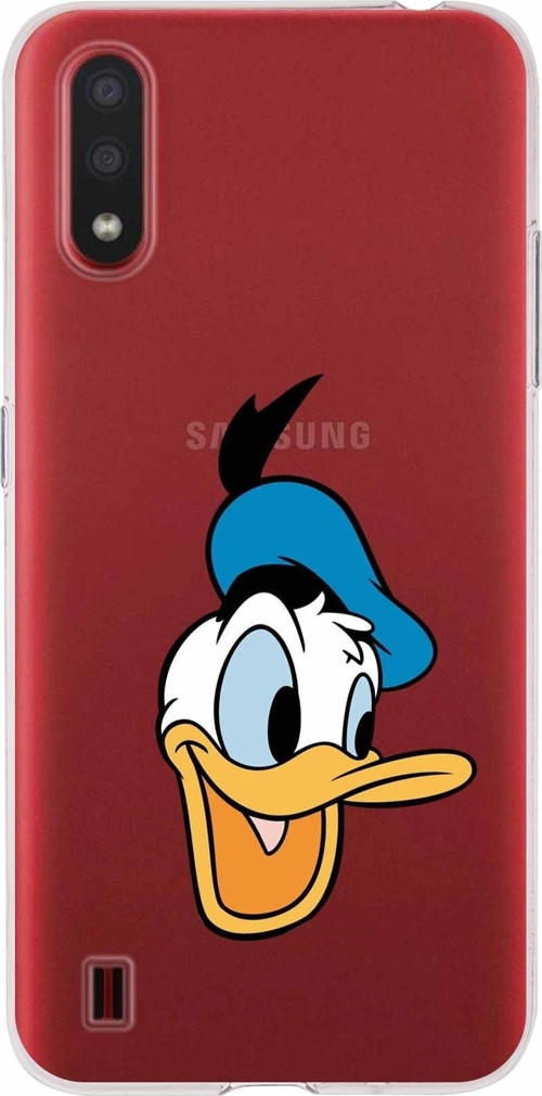 Samsung Galaxy A01 Kapak Donald Duck Tasarımlı Şeffaf Silikon Kılıf