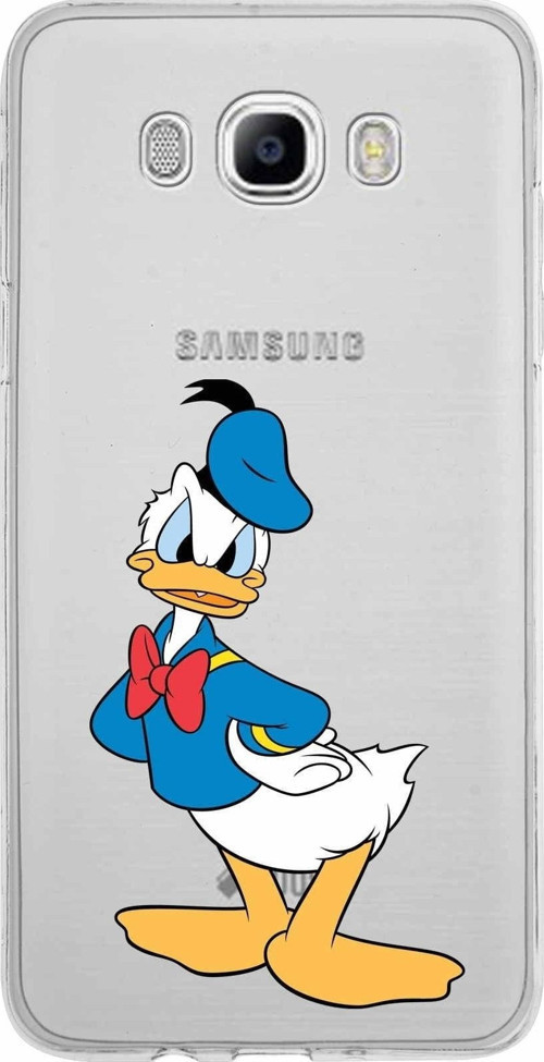 Samsung Galaxy J7 2016 Kapak Donald Duck Tasarımlı Şeffaf Silikon Kılıf