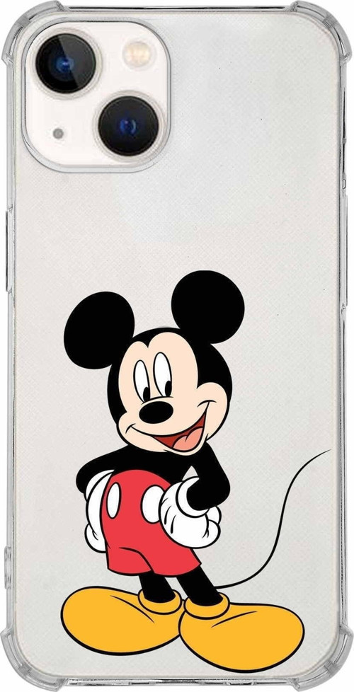 Iphone 13 Uyumlu Köşe Korumalı Antişok Kapak Mickey Mouse Tasarımlı Şeffaf Kılıf