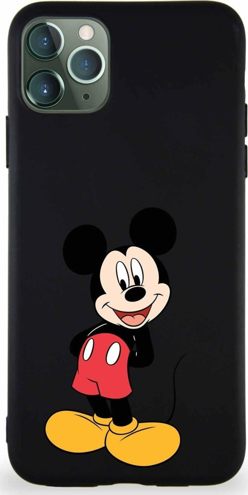 Iphone 11 Pro Max Uyumlu Soft Premier Kapak Mickey Mouse-B Tasarımlı Silikon Kılıf - Siyah