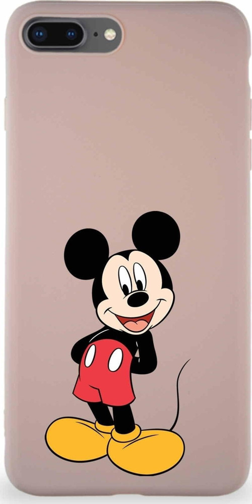 Iphone 8 Plus Uyumlu Soft Premier Kapak Mickey Mouse-B Tasarımlı Silikon Kılıf - Pudra