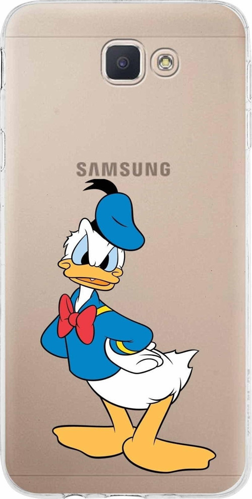 Samsung Galaxy J5 Prime Kapak Donald Duck Tasarımlı Şeffaf Silikon Kılıf