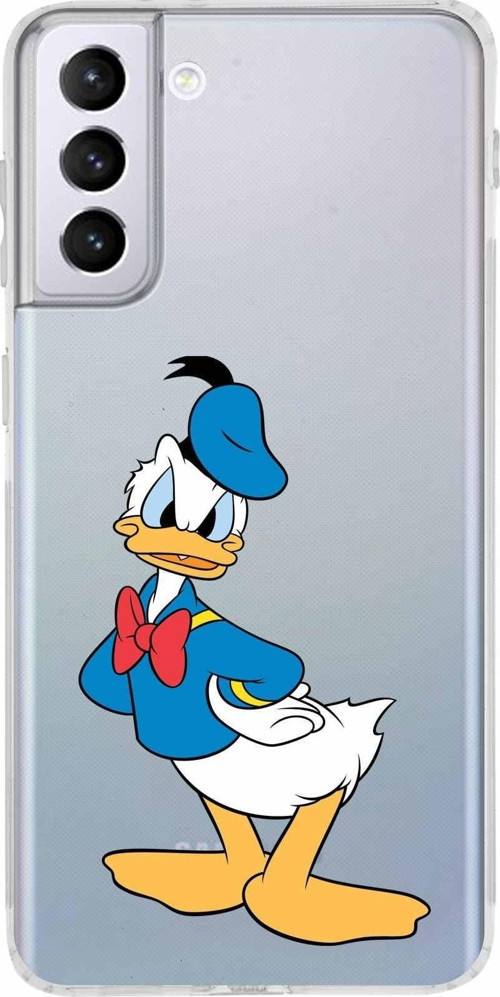 Samsung Galaxy S21 Plus Kamera Korumalı Kapak Donald Duck Tasarımlı Şeffaf Kılıf