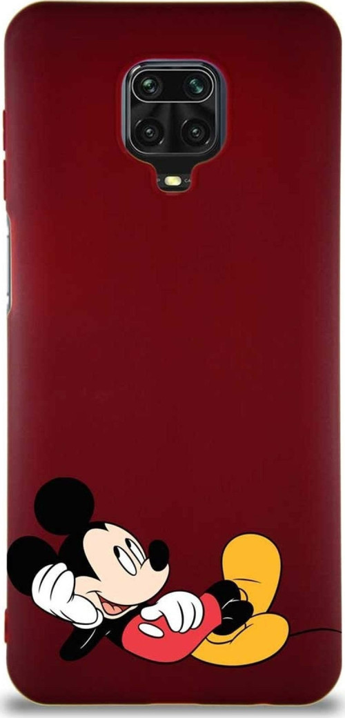 Xiaomi Redmi Note 9S Soft Premier Kapak Mickey Mouse-F Tasarımlı Silikon Kılıf - Mürdüm