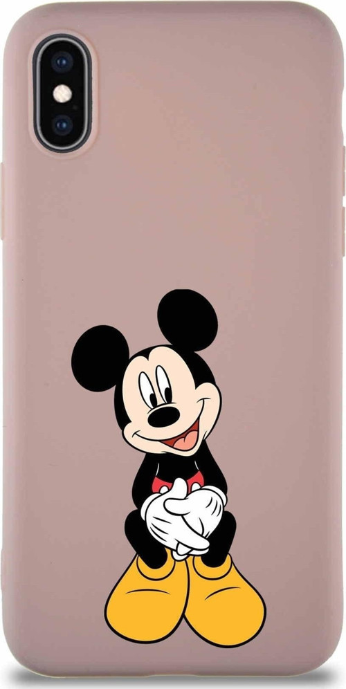Iphone X Uyumlu Soft Premier Kapak Mickey Mouse-A Tasarımlı Silikon Kılıf - Pudra