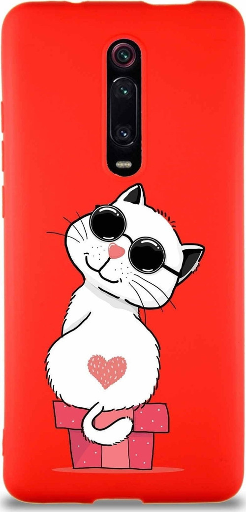 Xiaomi Redmi K20 Pro Soft Premier Kapak Coolcat Tasarımlı Silikon Kılıf - Kırmızı