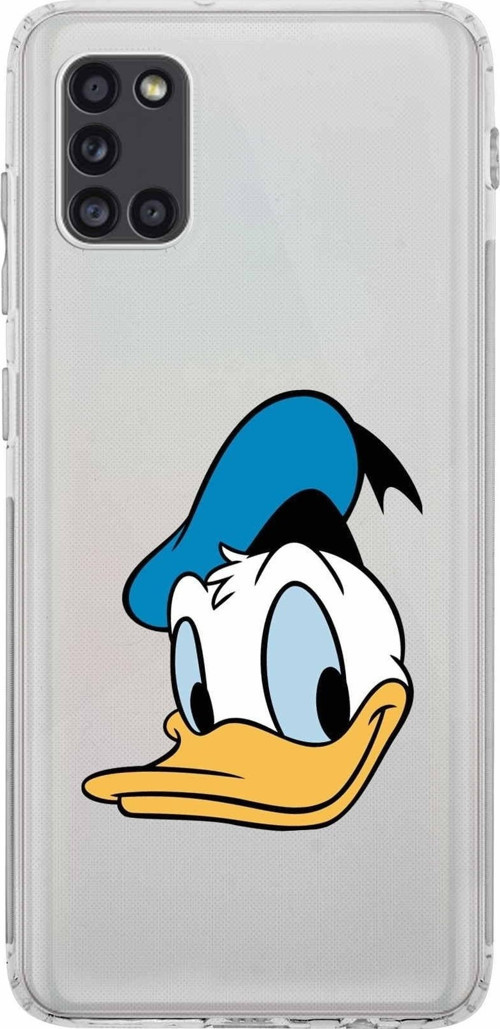 Samsung Galaxy A31 Kamera Korumalı Kapak Donald Duck Tasarımlı Şeffaf Kılıf