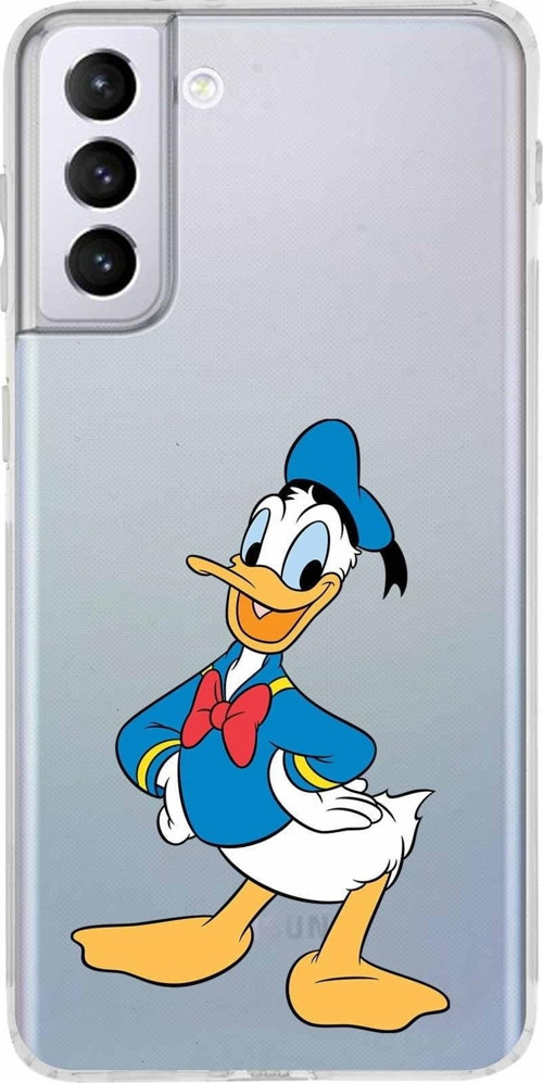 Samsung Galaxy S21 Plus Kamera Korumalı Kapak Donald Duck Tasarımlı Şeffaf Kılıf