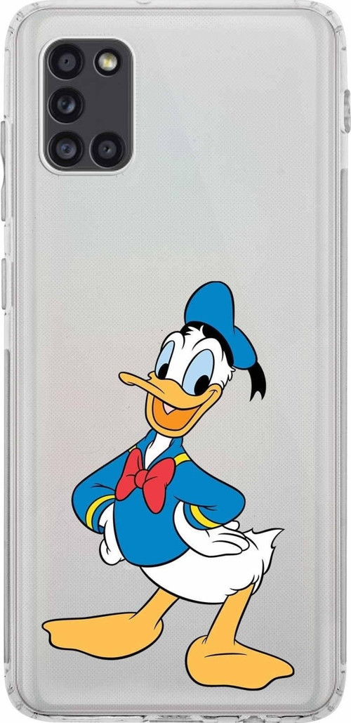 Samsung Galaxy A31 Kamera Korumalı Kapak Donald Duck Tasarımlı Şeffaf Kılıf
