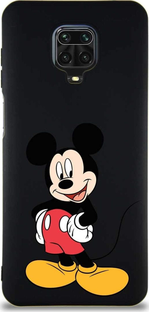 Xiaomi Redmi Note 9 Pro Soft Premier Kapak Mickey Mouse-E Tasarımlı Silikon Kılıf - Siyah