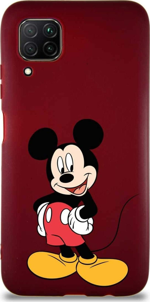 Huawei P40 Lite Soft Premier Kapak Mickey Mouse-E Tasarımlı Silikon Kılıf - Mürdüm