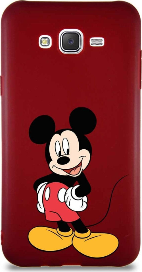 Samsung Galaxy J7 Core Soft Premier Kapak Mickey Mouse-E Tasarımlı Silikon Kılıf - Mürdüm
