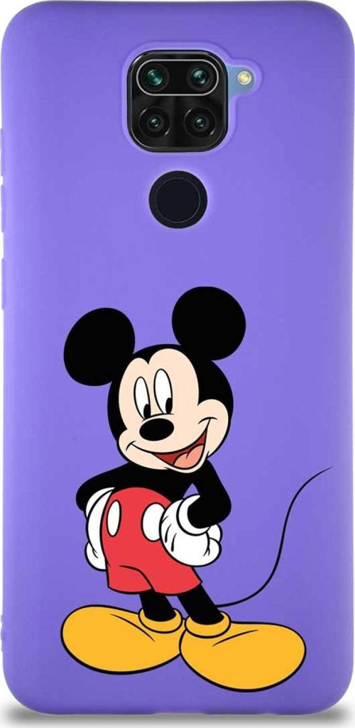Xiaomi Redmi Note 9 Soft Premier Kapak Mickey Mouse-E Tasarımlı Silikon Kılıf - Mor