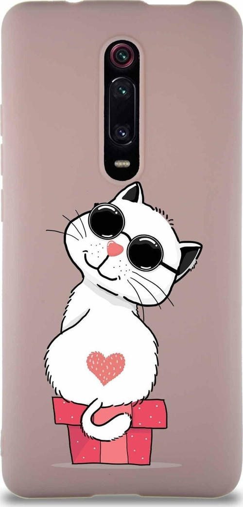 Xiaomi Redmi K20 Pro Soft Premier Kapak Coolcat Tasarımlı Silikon Kılıf - Pudra