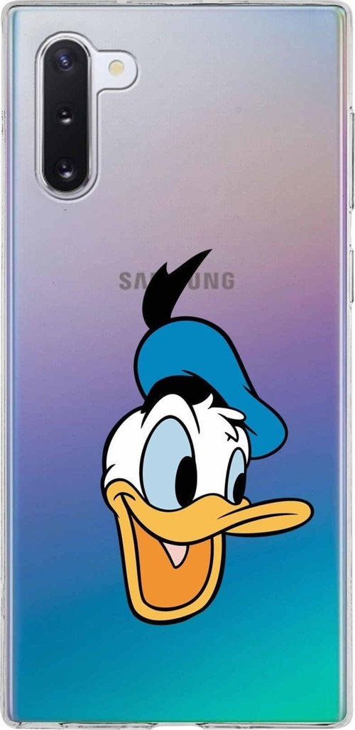 Samsung Galaxy Note 10 Kapak Donald Duck Tasarımlı Şeffaf Silikon Kılıf