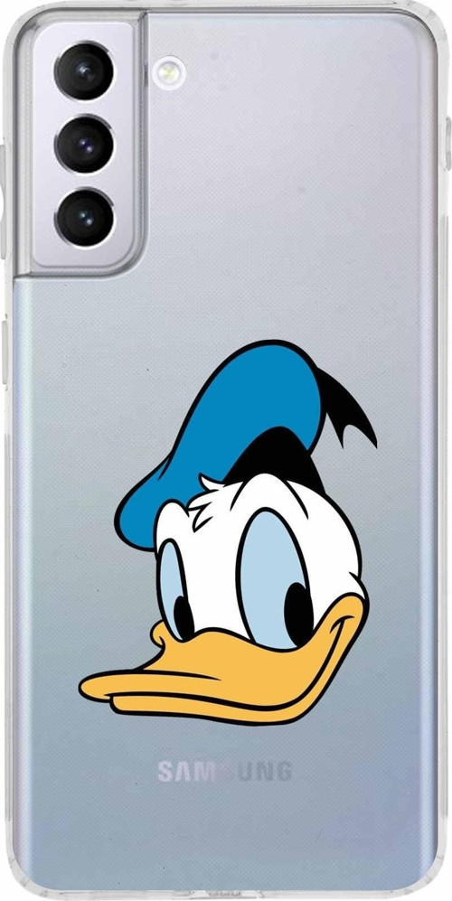 Samsung Galaxy S21 Plus Kamera Korumalı Kapak Donald Duck Tasarımlı Şeffaf Kılıf