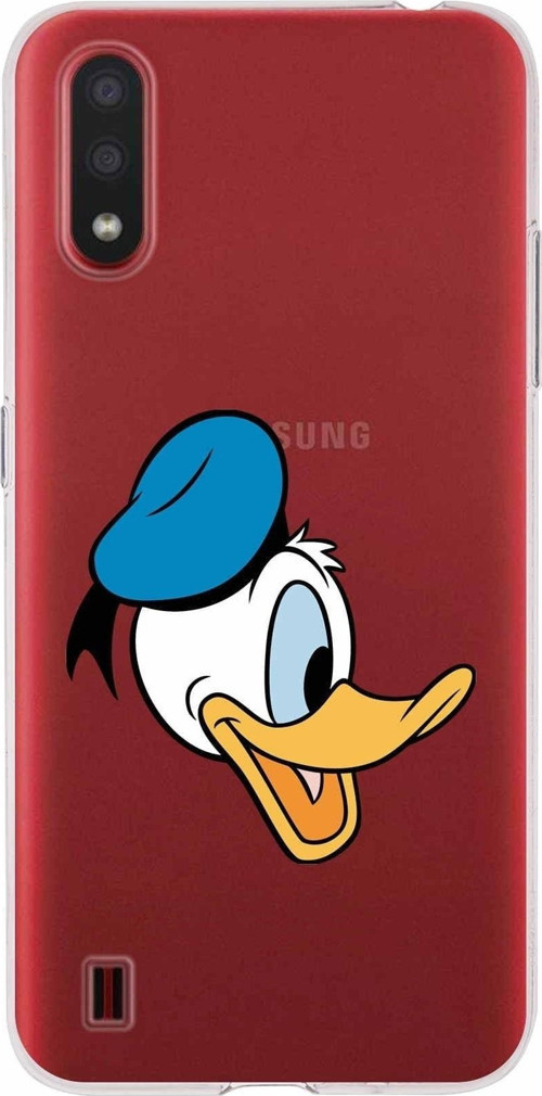 Samsung Galaxy A01 Kapak Donald Duck Tasarımlı Şeffaf Silikon Kılıf