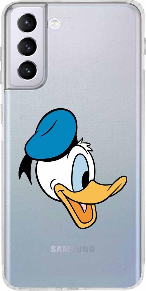 Samsung Galaxy S21 Plus Kamera Korumalı Kapak Donald Duck Tasarımlı Şeffaf Kılıf