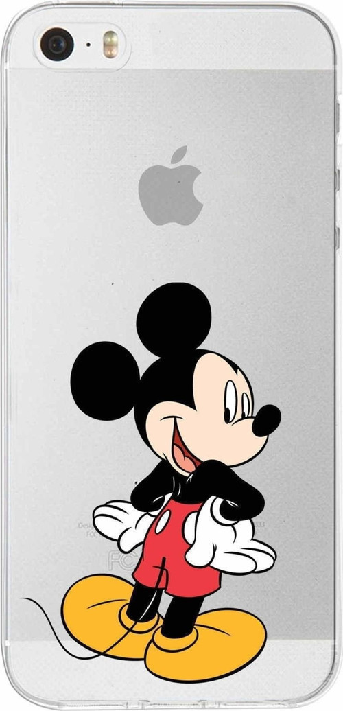 Iphone 5 Uyumlu Kapak Mickey Mouse Tasarımlı Şeffaf Silikon Kılıf