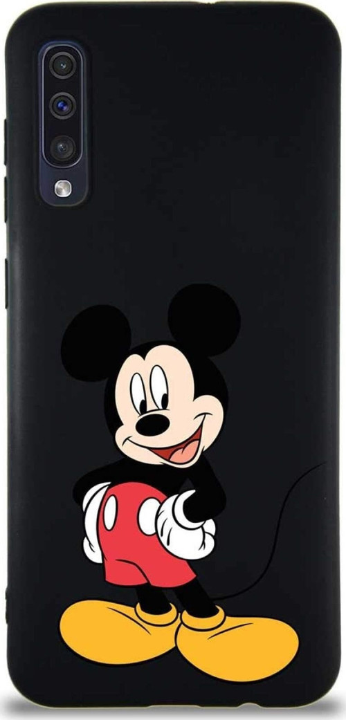 Samsung Galaxy A30S Soft Premier Kapak Mickey Mouse-E Tasarımlı Silikon Kılıf - Siyah