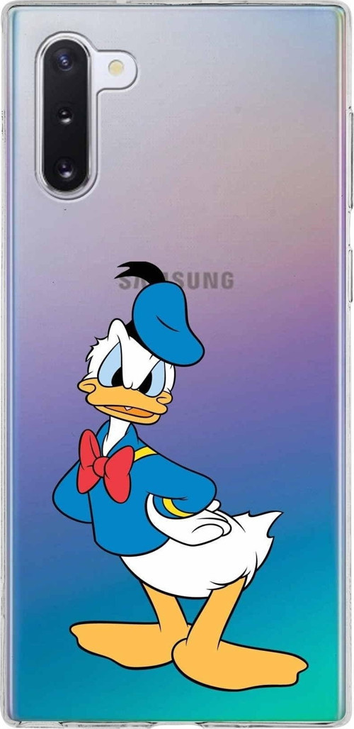 Samsung Galaxy Note 10 Kapak Donald Duck Tasarımlı Şeffaf Silikon Kılıf