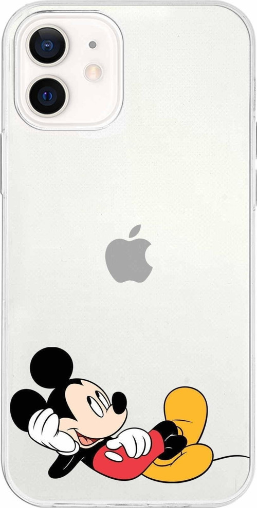 Iphone 12 Uyumlu Kapak Mickey Mouse Tasarımlı Şeffaf Silikon Kılıf