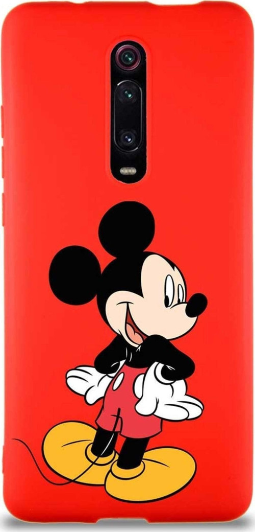 Xiaomi Redmi K20 Soft Premier Kapak Mickey Mouse-D Tasarımlı Silikon Kılıf - Kırmızı