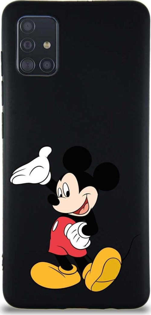 Samsung Galaxy A51 Soft Premier Kapak Mickey Mouse-C Tasarımlı Silikon Kılıf - Siyah