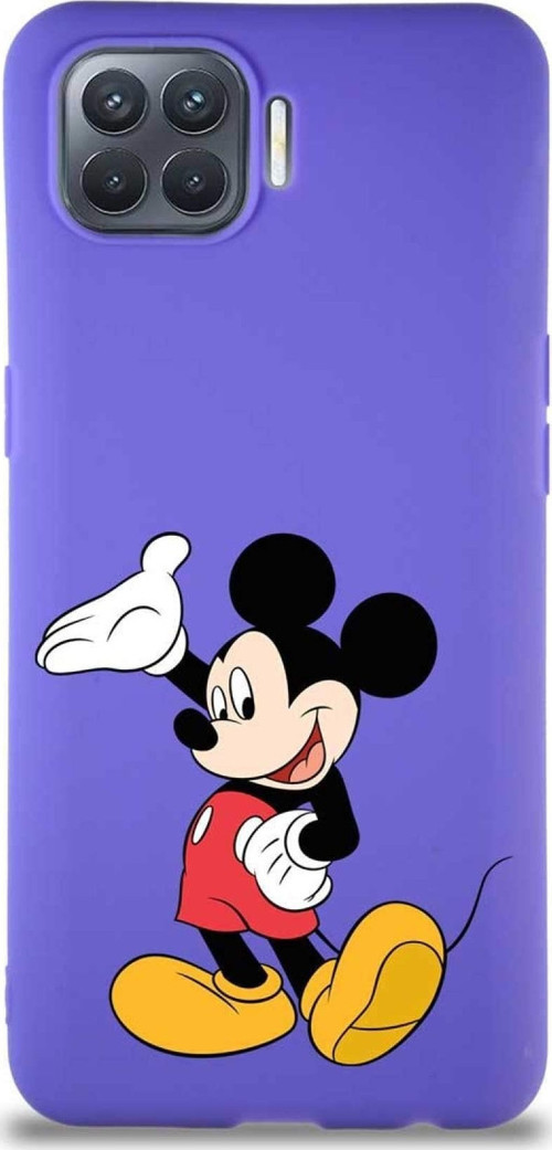 Oppo Reno 4 Lite Soft Premier Kapak Mickey Mouse-C Tasarımlı Silikon Kılıf - Mor