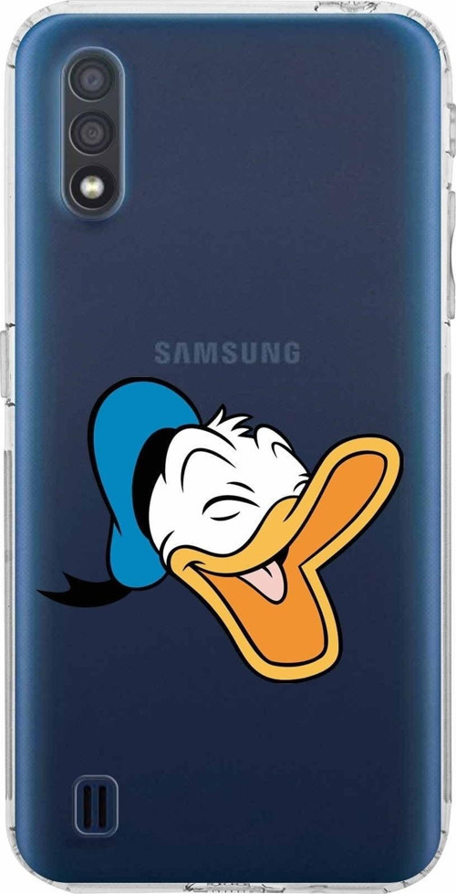 Samsung Galaxy A01 Kamera Korumalı Kapak Donald Duck Tasarımlı Şeffaf Kılıf
