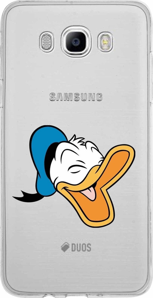 Samsung Galaxy J7 2016 Kapak Donald Duck Tasarımlı Şeffaf Silikon Kılıf
