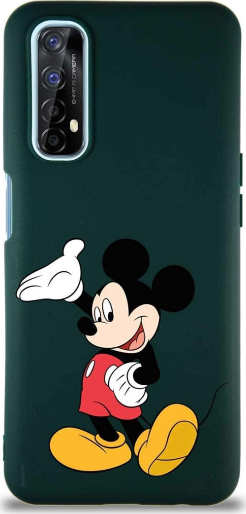 Realme 7 Soft Premier Kapak Mickey Mouse-C Tasarımlı Silikon Kılıf - Yeşil