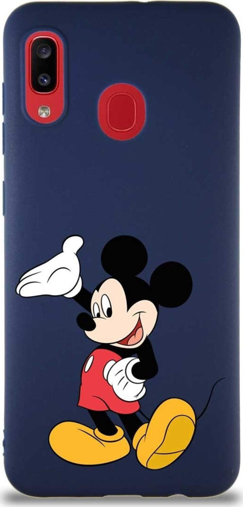Samsung Galaxy A30 Soft Premier Kapak Mickey Mouse-C Tasarımlı Silikon Kılıf - Lacivert