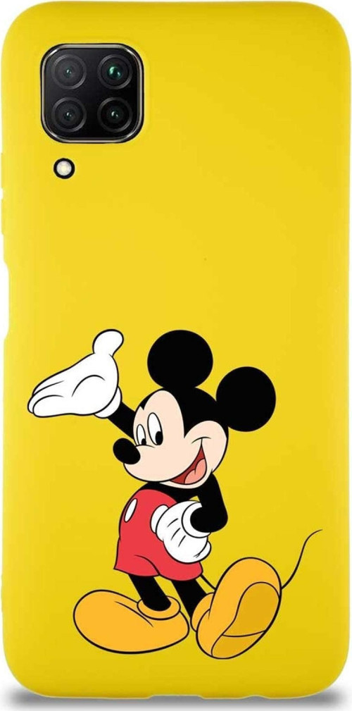 Huawei P40 Lite Soft Premier Kapak Mickey Mouse-C Tasarımlı Silikon Kılıf - Sarı